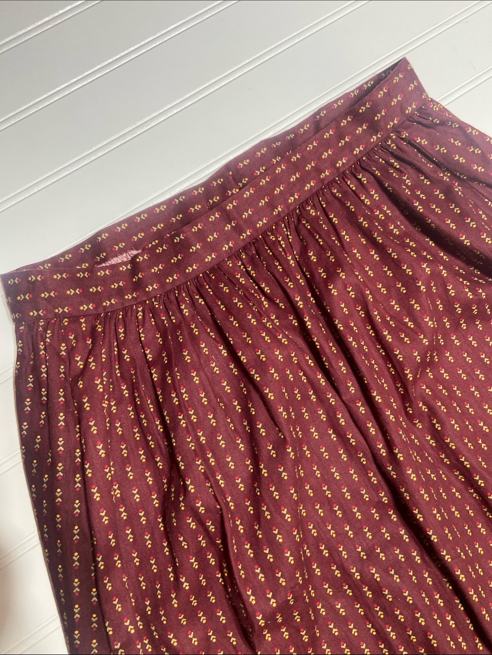 Britches n Things Vintage 70s Prairie Skirt Size 9 Burgundy Floral NWT Deadstock - Picture 3 of 12